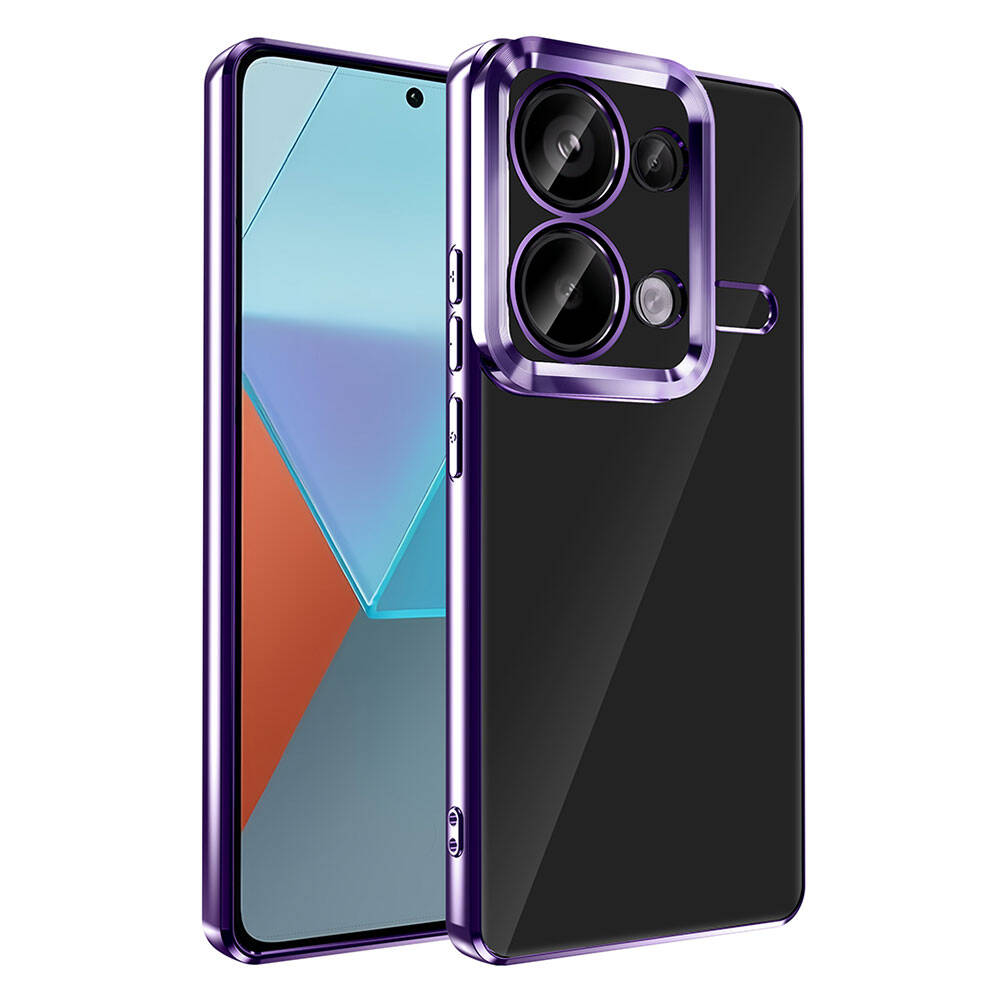 Xiaomi Uyumlu  Redmi Note 13 Pro 4G Kılıf Kamera Korumalı Logo Gösteren Zore Omega Kapak-Derin mor