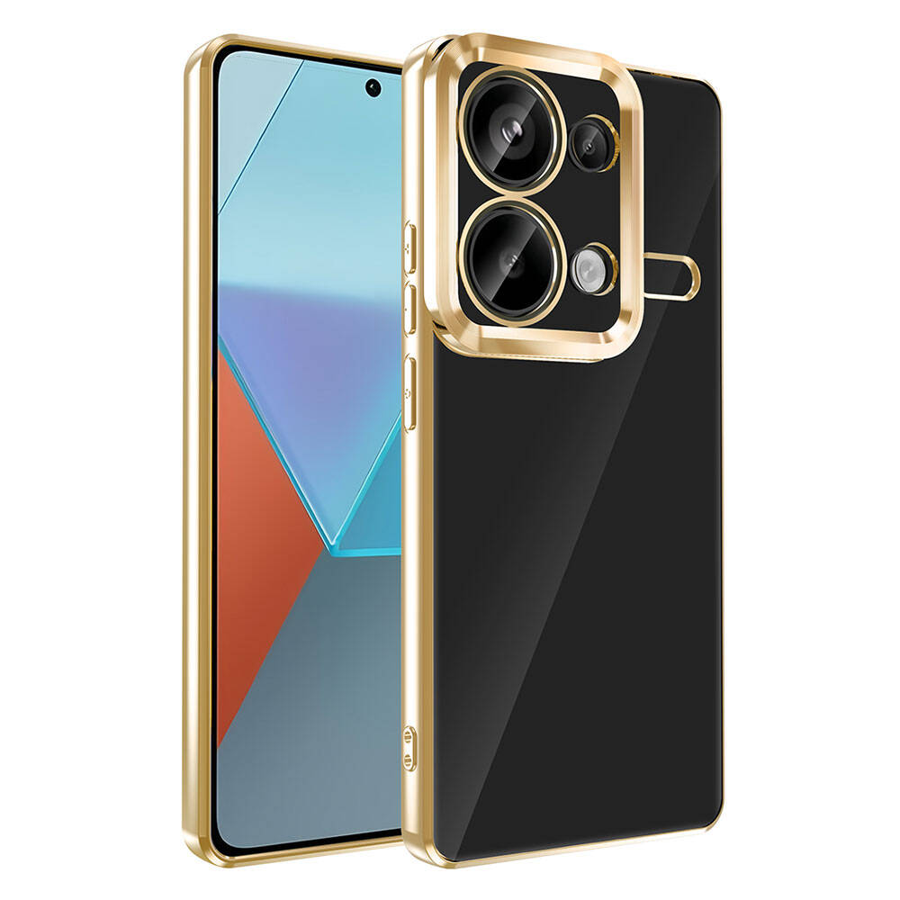 Xiaomi Uyumlu  Redmi Note 13 Pro 4G Kılıf Kamera Korumalı Logo Gösteren Zore Omega Kapak-Gold
