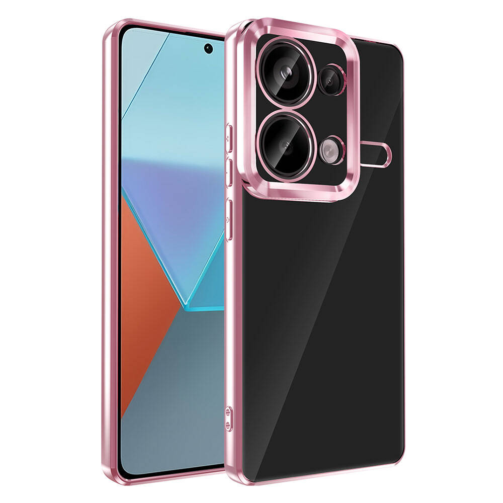 Xiaomi Uyumlu  Redmi Note 13 Pro 4G Kılıf Kamera Korumalı Logo Gösteren Zore Omega Kapak-Rose gold