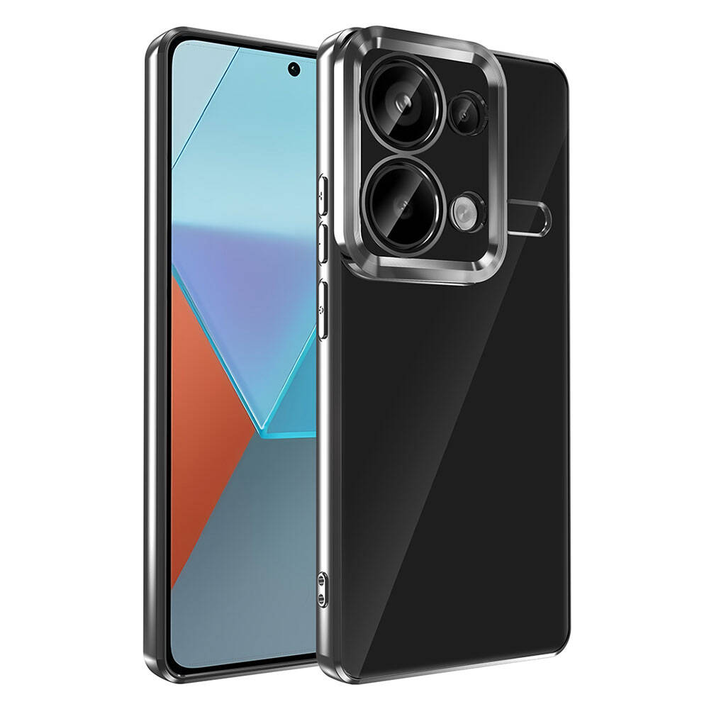 Xiaomi Uyumlu  Redmi Note 13 Pro 4G Kılıf Kamera Korumalı Logo Gösteren Zore Omega Kapak-Siyah