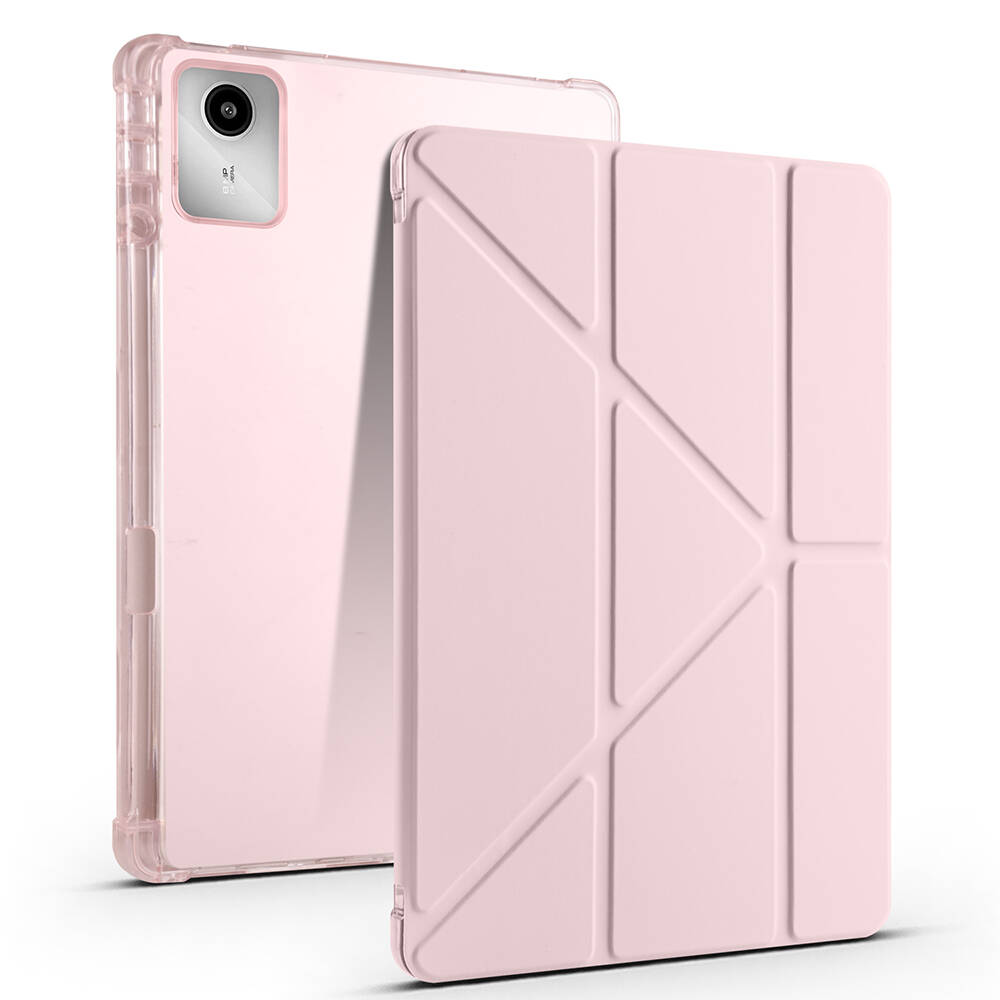 Lenovo M11 TB-330FU Kılıf Zore Tri Folding Kalem Bölmeli Standlı Kılıf-Rose gold