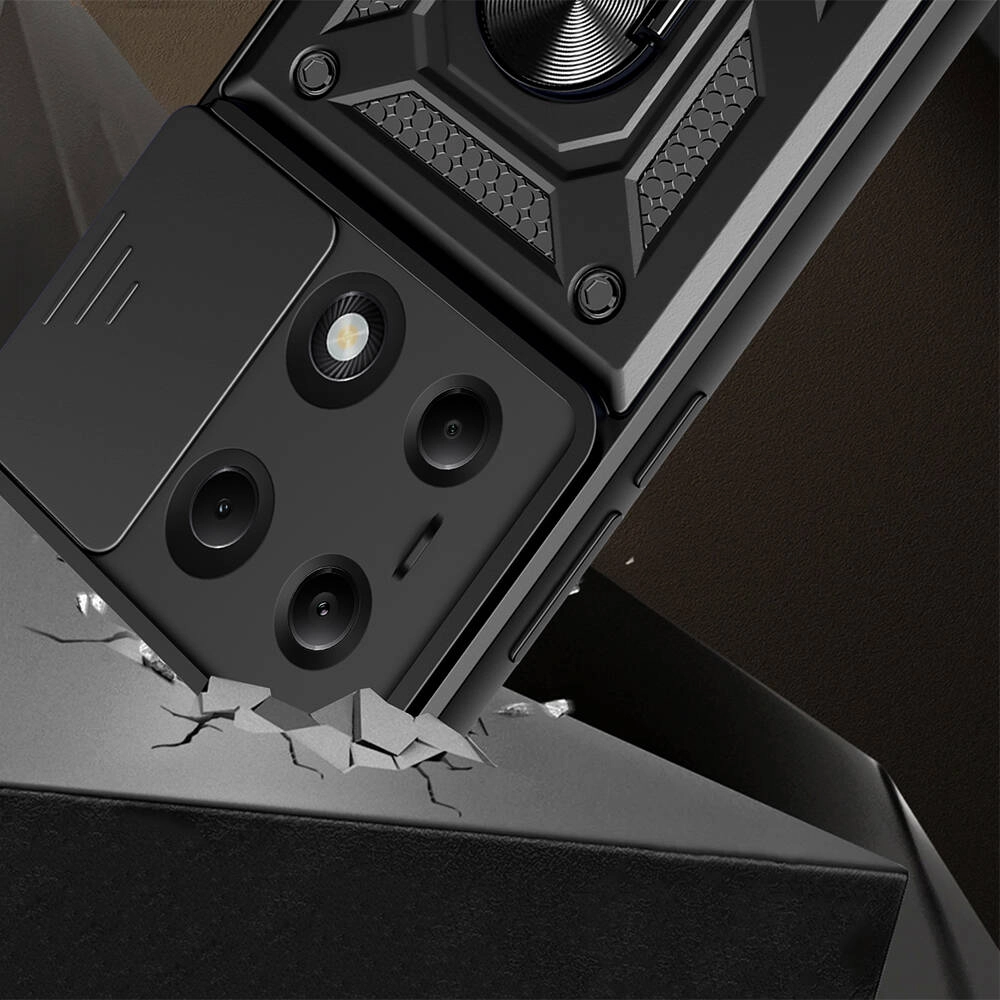 Xiaomi Uyumlu  Redmi Note 13 Pro 4G Kılıf Magnetik Standlı Kamera Korumalı Zore Sürgülü Vega Kapak