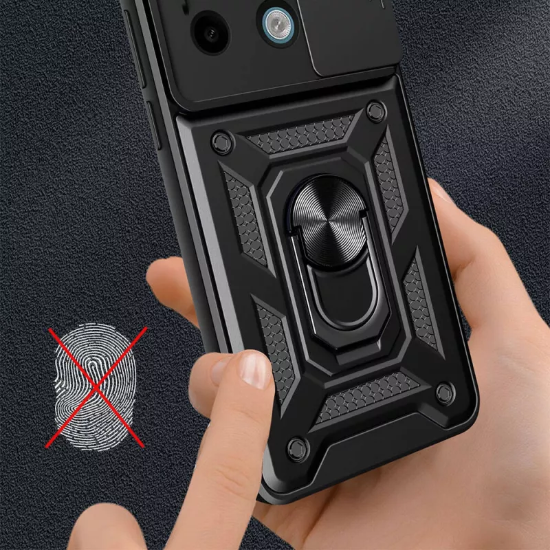 Xiaomi Uyumlu  Redmi Note 13 Pro 5G Kılıf Magnetik Standlı Kamera Korumalı Zore Sürgülü Vega Kapak