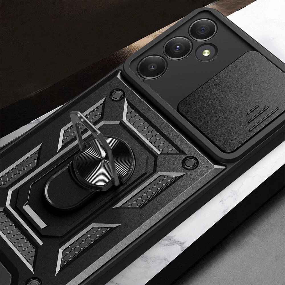 Galaxy Uyumlu A55 Kılıf Magnetik Standlı Kamera Korumalı Zore Sürgülü Vega Kapak