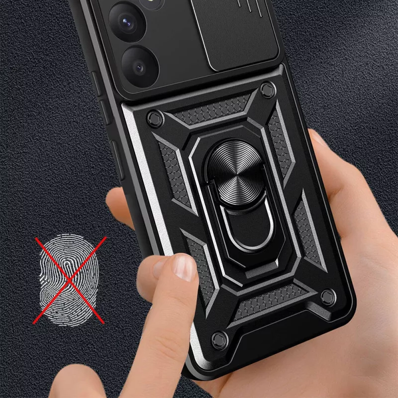 Galaxy Uyumlu A55 Kılıf Magnetik Standlı Kamera Korumalı Zore Sürgülü Vega Kapak