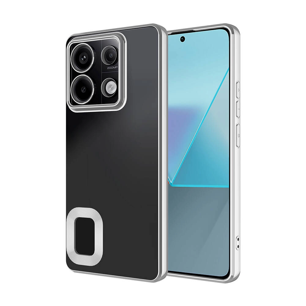 Xiaomi Uyumlu  Poco M6 Pro 4G Kılıf Kamera Korumalı Logo Gösteren Zore Omega Kapak-Gümüş