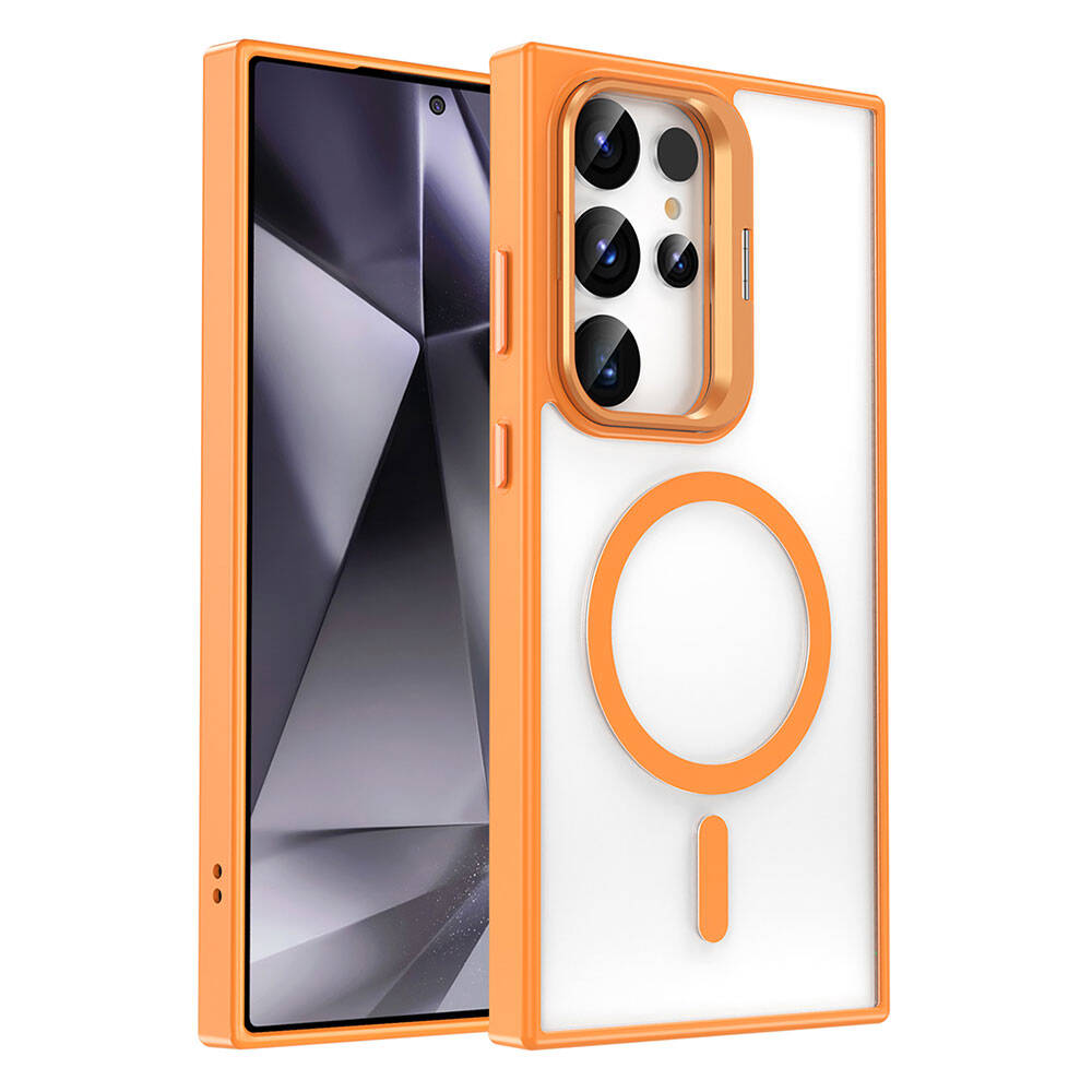 Galaxy Uyumlu S24 Ultra Kılıf M-safe Şarj Özellikli Standlı Zore M-safe Klon Kapak