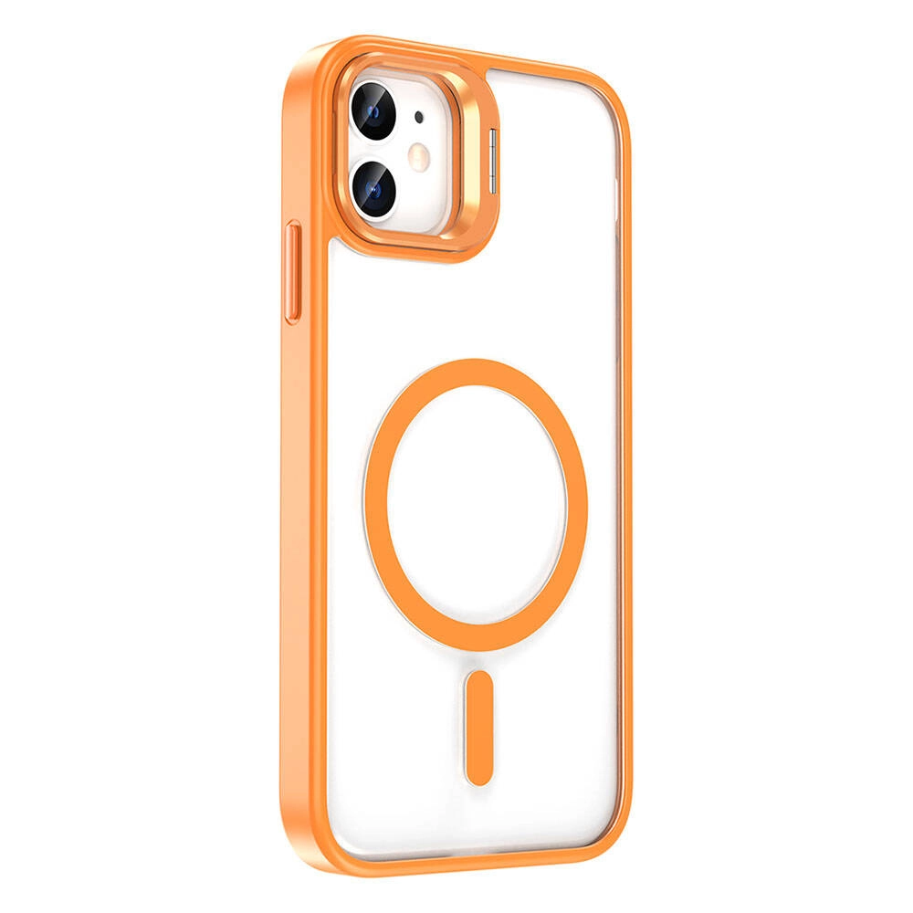 iPhone Uyumlu 11 Kılıf M-safe Şarj Özellikli Standlı Zore M-safe Klon Lensli Kapak