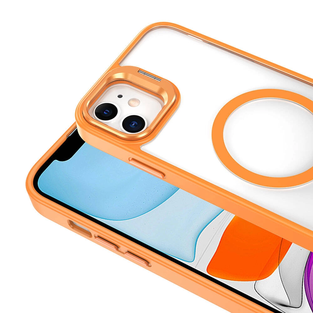 iPhone Uyumlu 11 Kılıf M-safe Şarj Özellikli Standlı Zore M-safe Klon Lensli Kapak