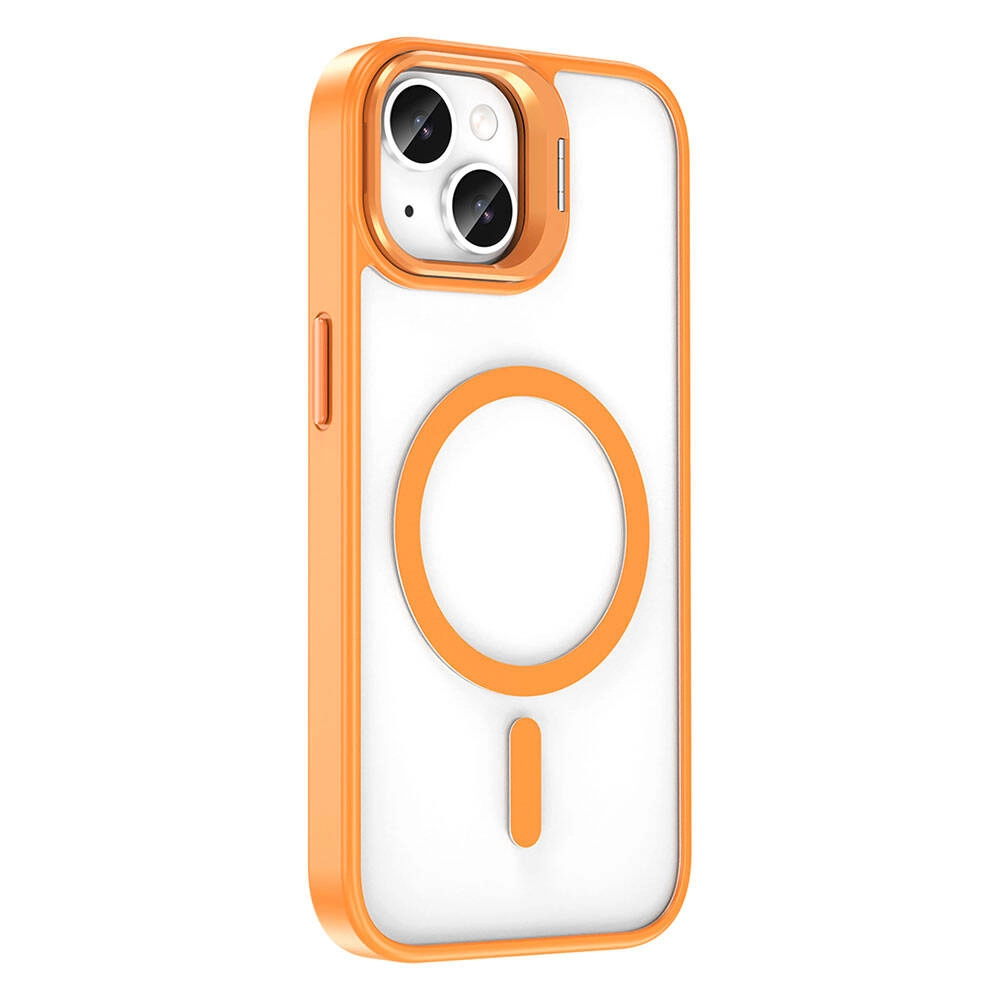 iPhone Uyumlu 14 Kılıf M-safe Şarj Özellikli Standlı Zore M-safe Klon Lensli Kapak