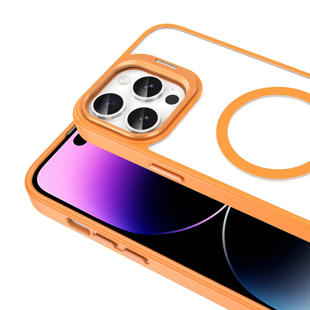 iPhone Uyumlu 14 Pro Max Kılıf M-safe Şarj Özellikli Standlı Zore M-safe Klon Lensli Kapak