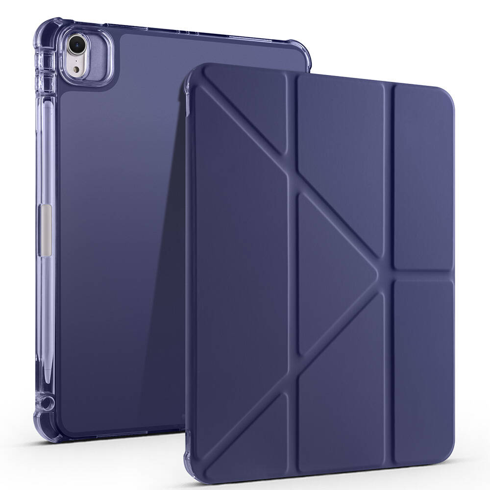 iPad Uyumlu Air 11 2024 Kılıf Zore Tri Folding Kalem Bölmeli Standlı Kılıf-Lacivert