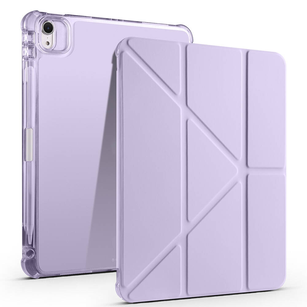 iPad Uyumlu Air 11 2024 Kılıf Zore Tri Folding Kalem Bölmeli Standlı Kılıf-Lila