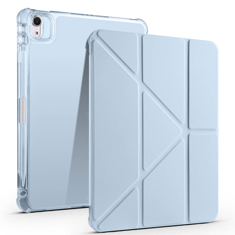 iPad Uyumlu Air 11 2024 Kılıf Zore Tri Folding Kalem Bölmeli Standlı Kılıf-Mavi