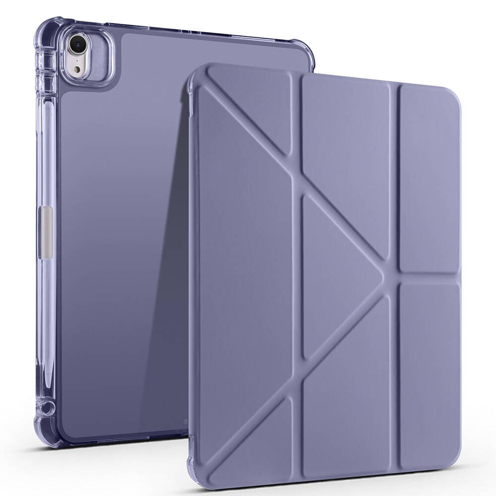 iPad Uyumlu Air 11 2024 Kılıf Zore Tri Folding Kalem Bölmeli Standlı Kılıf-Mor