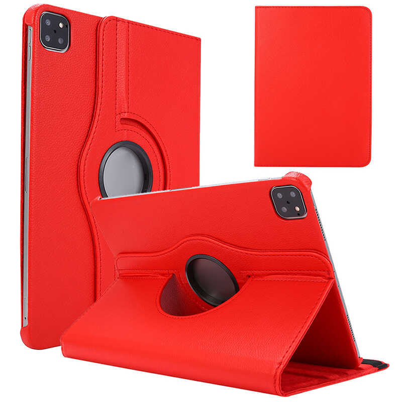 iPad Uyumlu Air 11 2024 Zore Dönebilen Standlı Kılıf-Kırmızı