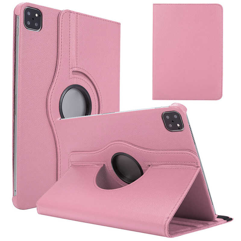 iPad Uyumlu Air 11 2024 Zore Dönebilen Standlı Kılıf-Pembe açık