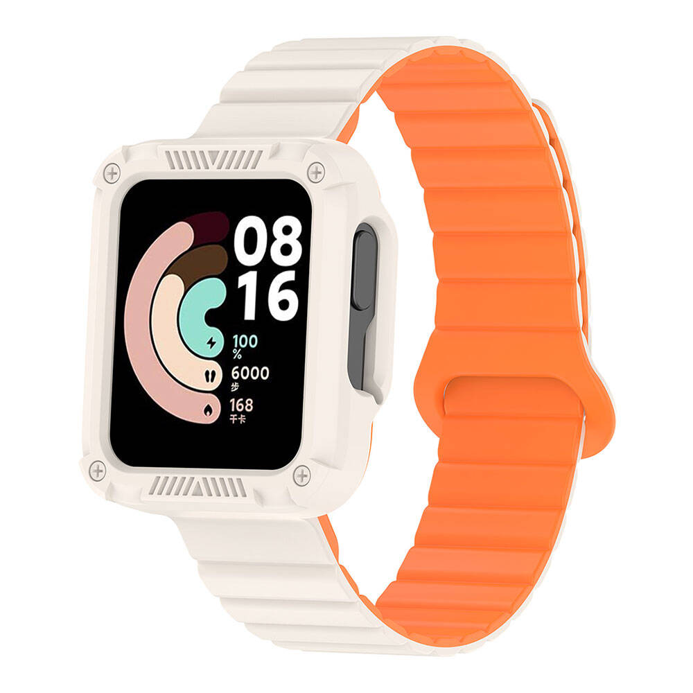 Xiaomi Uyumlu  Redmi Watch 1 Silikon Kordon Zore KRD-105 Strap Kayış-Starlight-turuncu