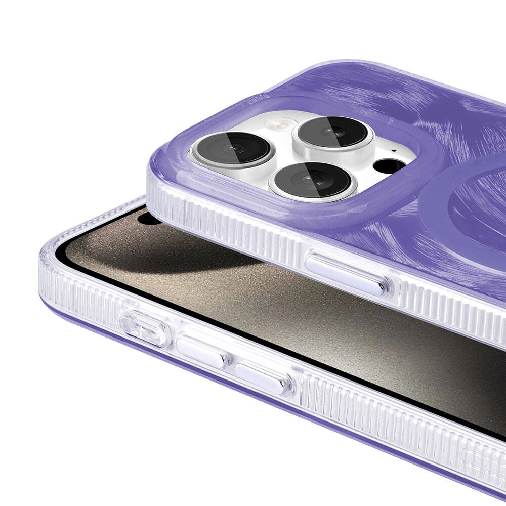 iPhone Uyumlu 15 Pro Max Kılıf M-safe Şarj Özellikli Fırça Boya Desenli Zore Palet Kapak