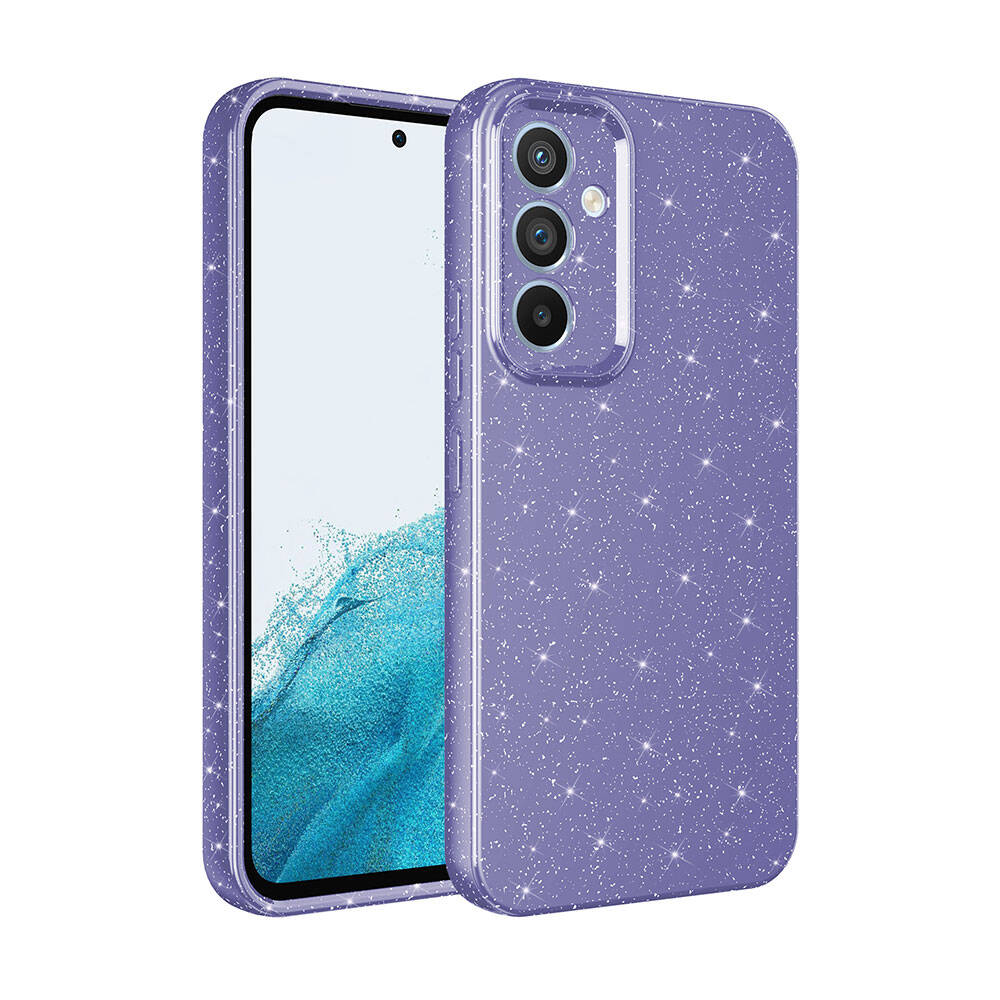 Galaxy Uyumlu S24 Kılıf Kamera Korumalı Simli Lüks Zore Koton Kapak-Mor