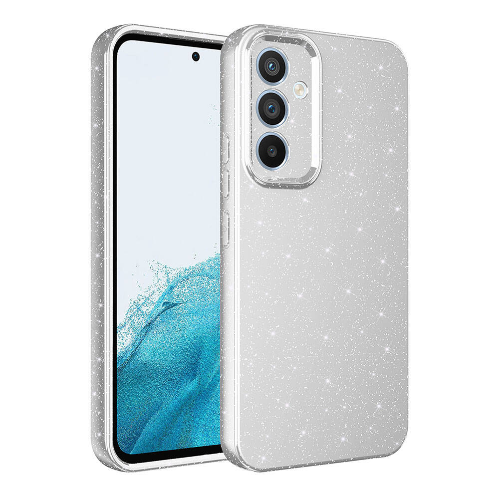 Galaxy Uyumlu A05S Kılıf Kamera Korumalı Simli Lüks Zore Koton Kapak-Gümüş