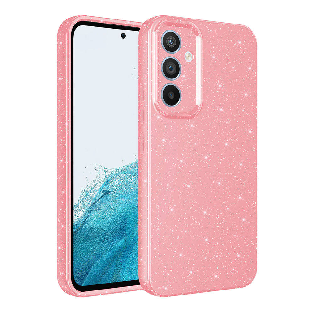 Galaxy Uyumlu A05S Kılıf Kamera Korumalı Simli Lüks Zore Koton Kapak-Pembe