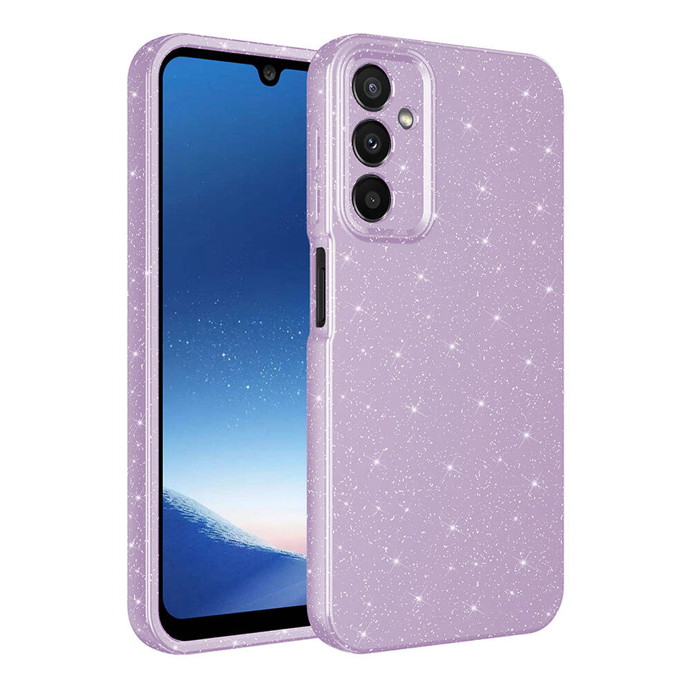 Galaxy Uyumlu A15 Kılıf Kamera Korumalı Simli Lüks Zore Koton Kapak-Lila