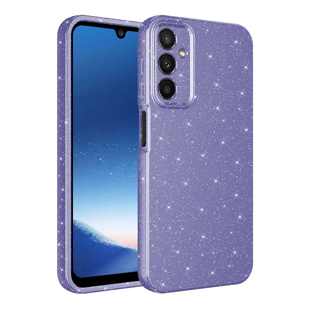 Galaxy Uyumlu A15 Kılıf Kamera Korumalı Simli Lüks Zore Koton Kapak-Mor
