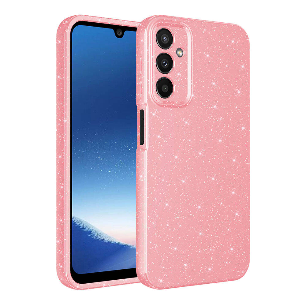 Galaxy Uyumlu A15 Kılıf Kamera Korumalı Simli Lüks Zore Koton Kapak-Pembe
