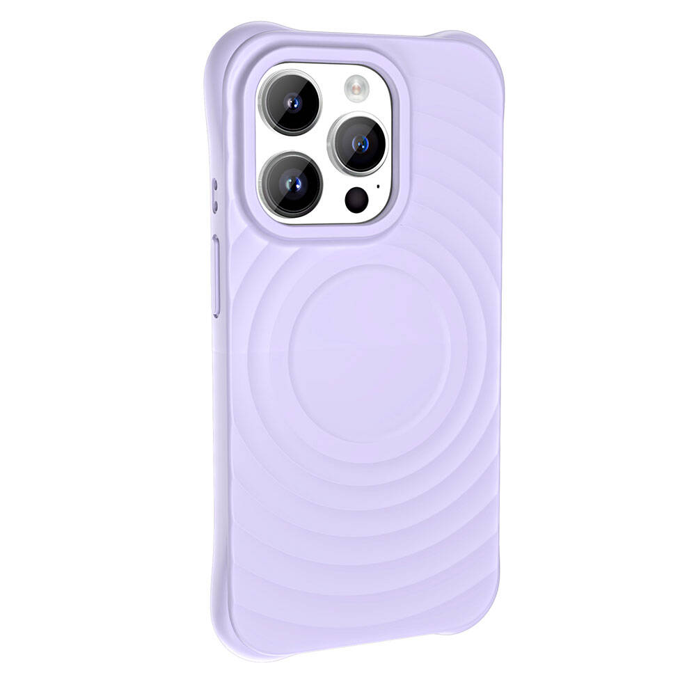 iPhone Uyumlu 14 Pro M-safe Şarj Özellikli Airbagli Mat Görünümlü Zore Hepi Kapak-Lila