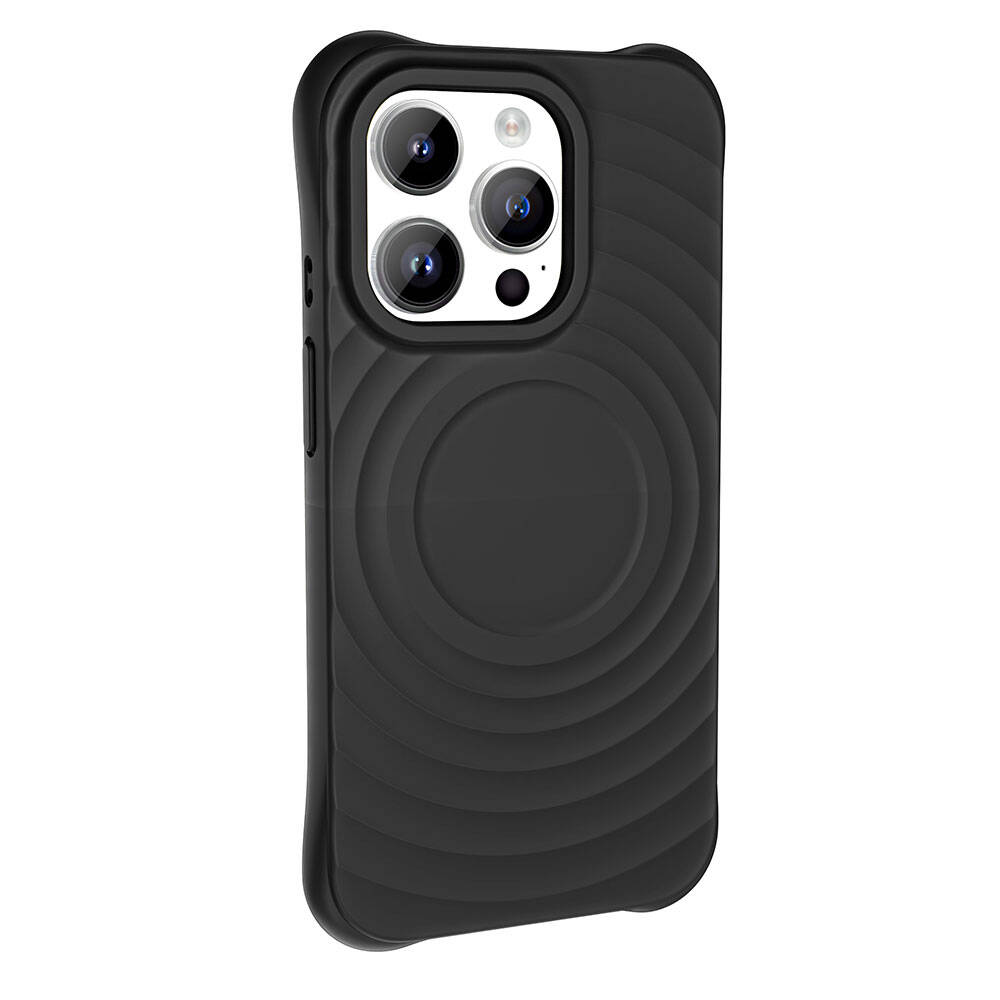 iPhone Uyumlu 14 Pro Max M-safe Şarj Özellikli Airbagli Mat Görünümlü Zore Hepi Kapak-Siyah