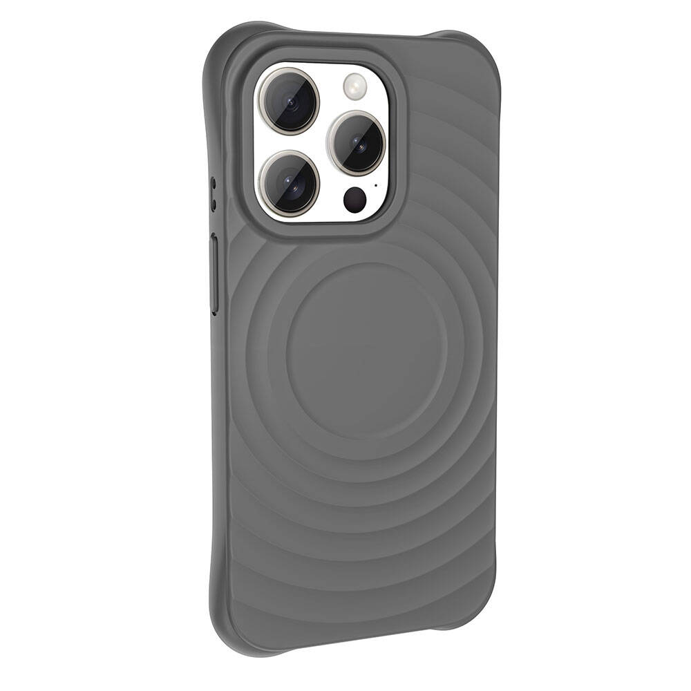 iPhone Uyumlu 15 Pro Max M-safe Şarj Özellikli Airbagli Mat Görünümlü Zore Hepi Kapak-Gri