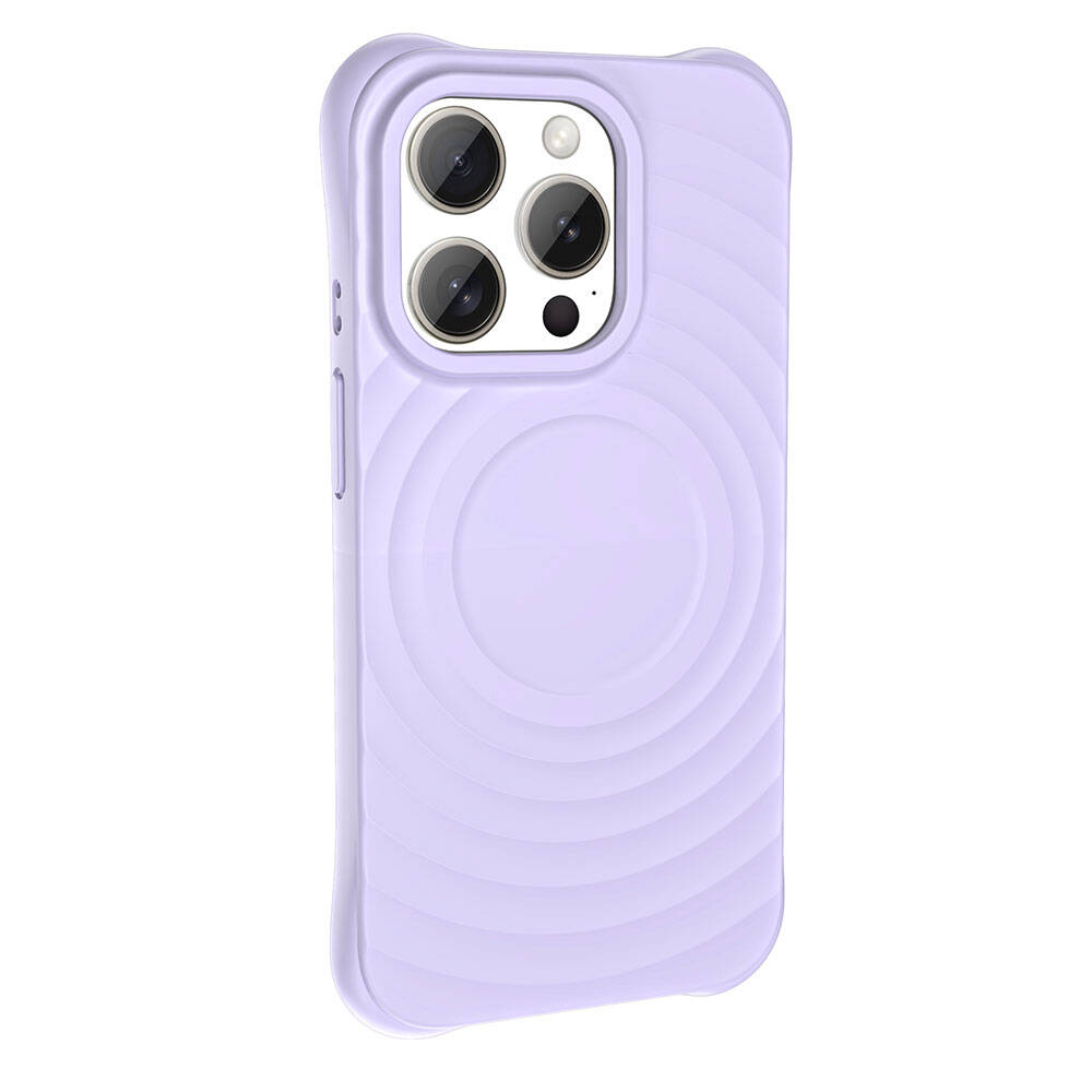 iPhone Uyumlu 15 Pro Max M-safe Şarj Özellikli Airbagli Mat Görünümlü Zore Hepi Kapak-Lila