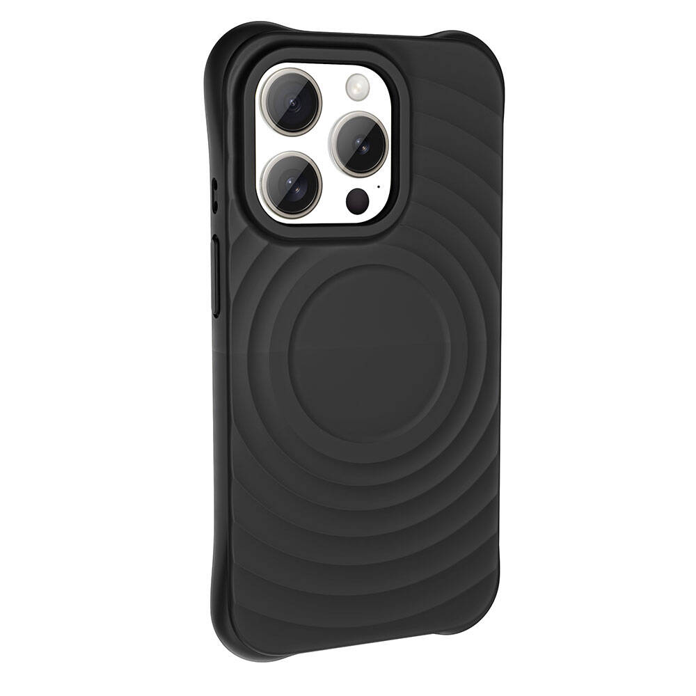 iPhone Uyumlu 15 Pro Max M-safe Şarj Özellikli Airbagli Mat Görünümlü Zore Hepi Kapak-Siyah