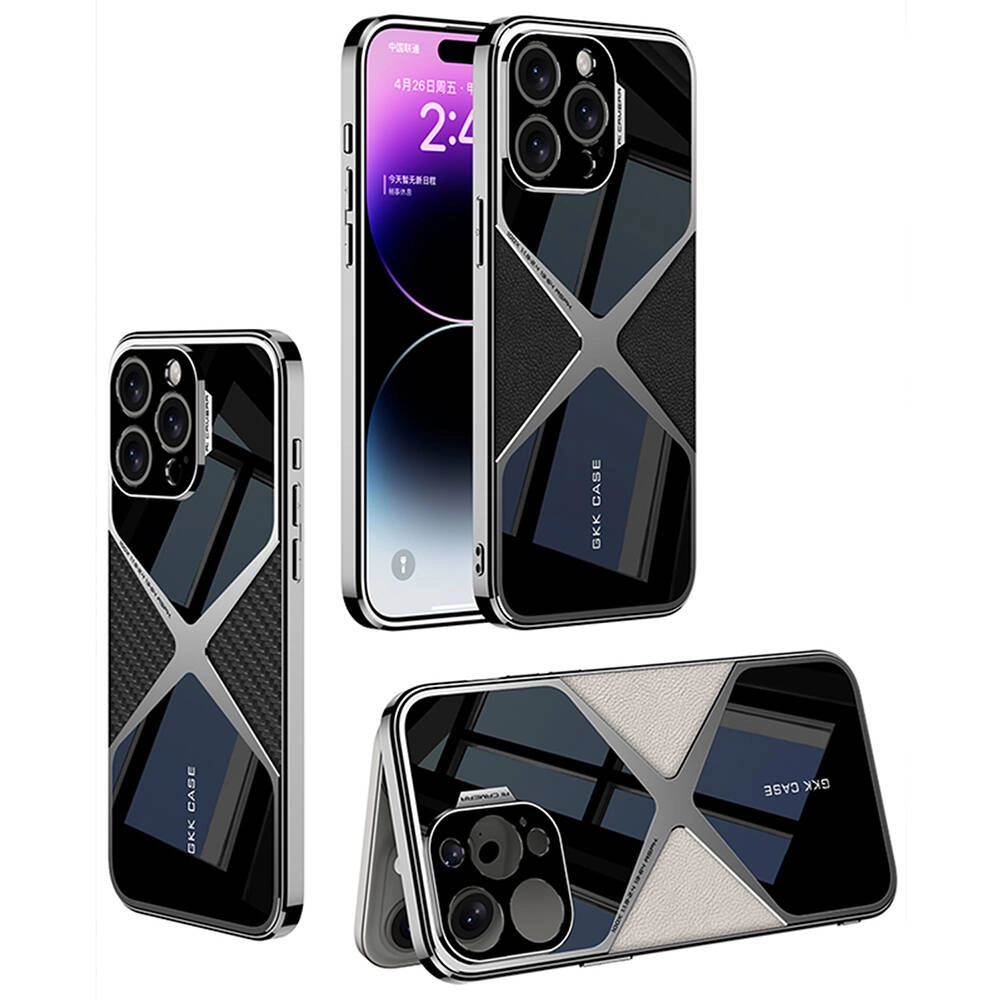 iPhone Uyumlu 14 Pro Max Kılıf Ultra İnce Kamera Korumalı PC + Deri Arka Yüzey Zore X-Pro Kapak
