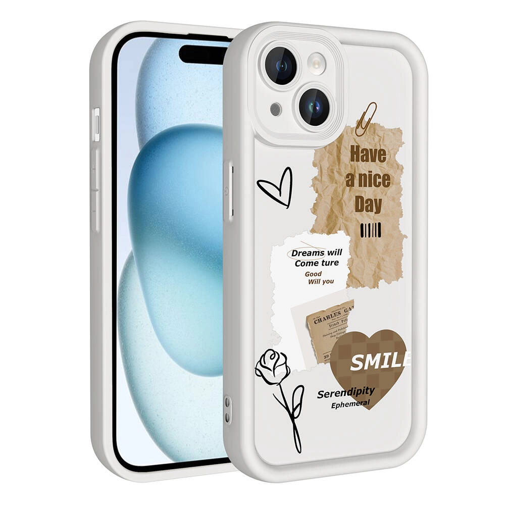 iPhone Uyumlu 15 Kılıf Kamera Korumalı Baskılı Arka Yüzey Zore Klas Kapak