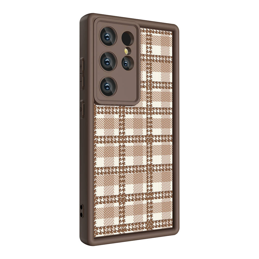Galaxy Uyumlu S24 Ultra Kılıf Kamera Korumalı Baskılı Arka Yüzey Zore Klas Kapak-Açık kahve