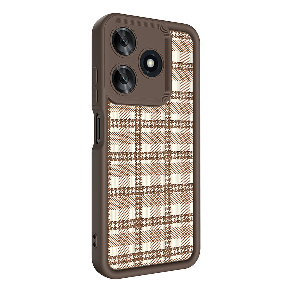 Tecno Spark 10C Kılıf Kamera Korumalı Baskılı Arka Yüzey Zore Klas Kapak-Açık kahve