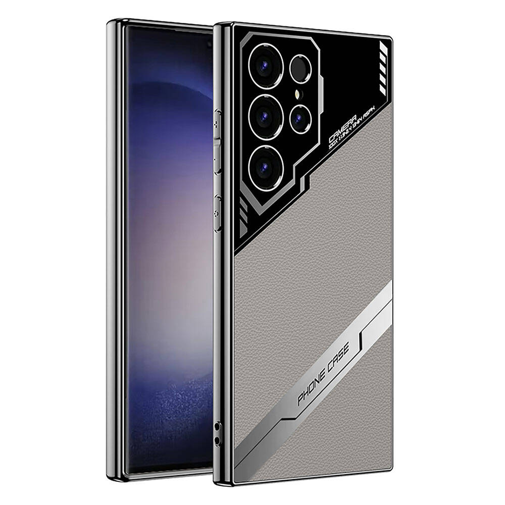 Galaxy Uyumlu S23 Ultra Kılıf Kamera Korumalı Suni Deri Tasarım Zore Yeni Seri Procase Kapak-Titanyum-gri