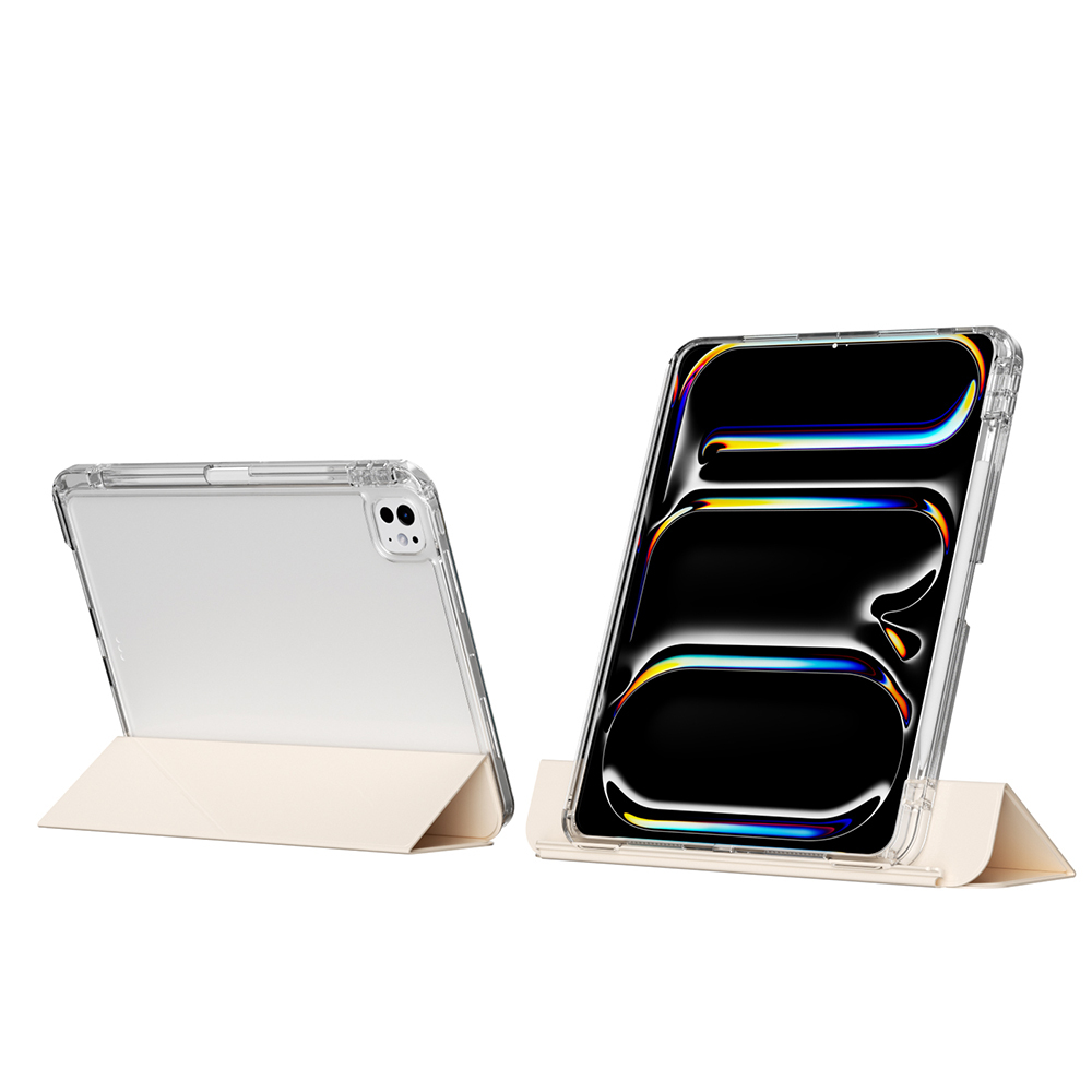 ​​  iPad Uyumlu Pro 13 2024 Kılıf Magnetik Ayrılabilen Airbagli Zore Sliding Tablet Kılıfı-Gold