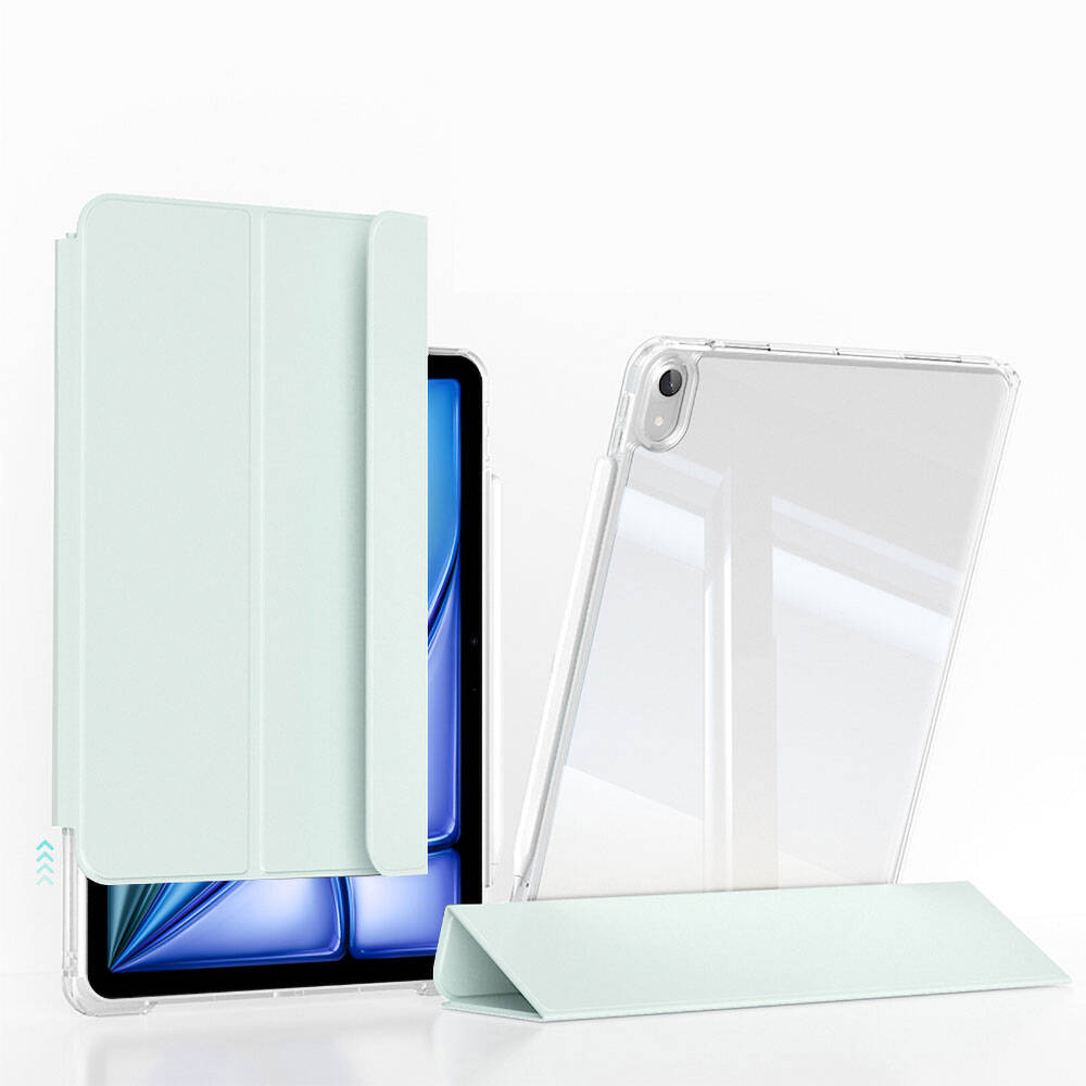 ​  iPad Uyumlu Air 11 2024 Kılıf Magnetik Ayrılabilen Airbagli Zore Sliding Tablet Kılıfı-Açık yeşil