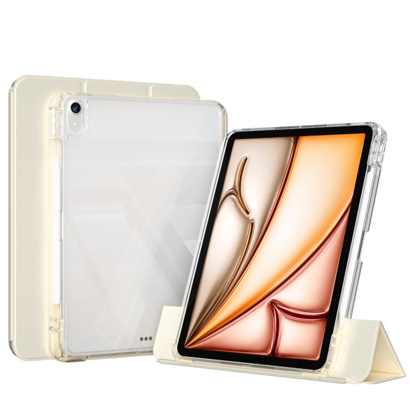​  iPad Uyumlu Air 11 2024 Kılıf Magnetik Ayrılabilen Airbagli Zore Sliding Tablet Kılıfı-Gold