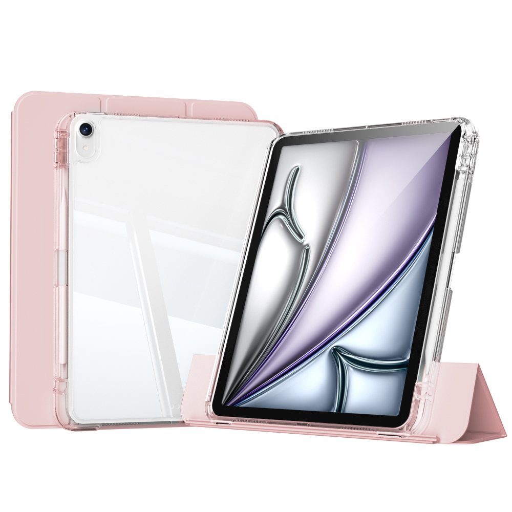 ​  iPad Uyumlu Air 11 2024 Kılıf Magnetik Ayrılabilen Airbagli Zore Sliding Tablet Kılıfı-Pembe açık