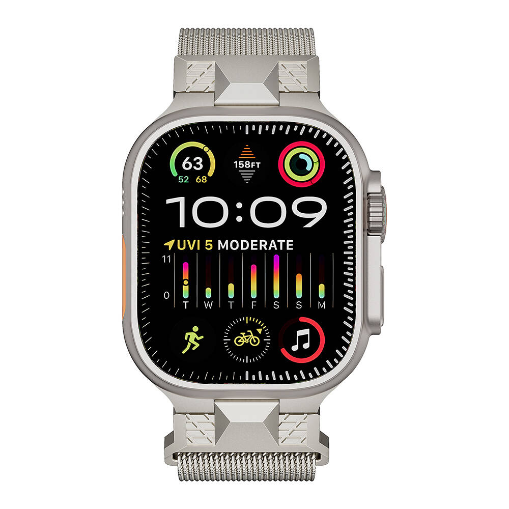 Watch Ultra 49mm Zore KRD-107 Metal Hasır Kordon-Gri