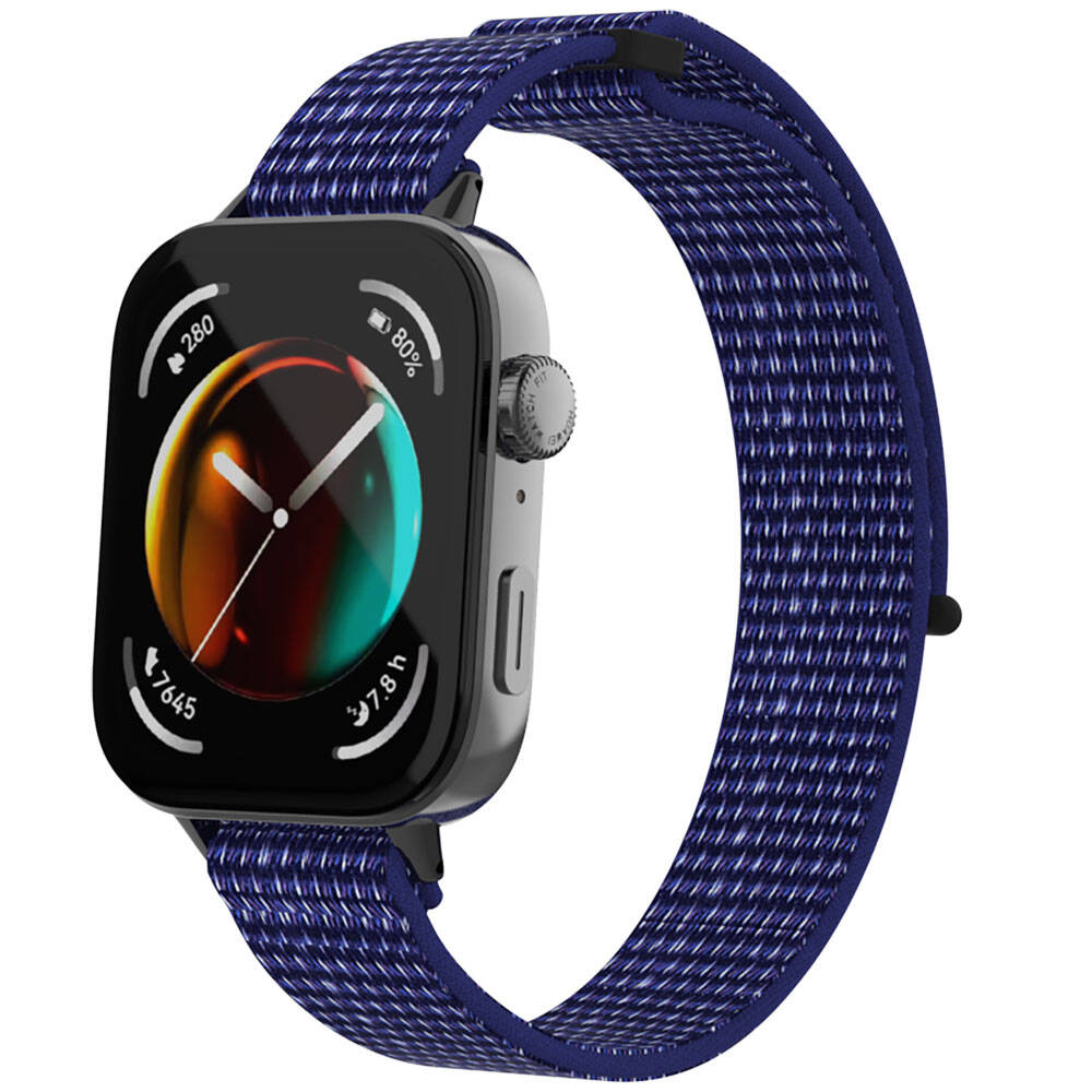Huawei Uyumlu Watch Fit 3 Zore KRD-03 Hasır Kordon-İndigo