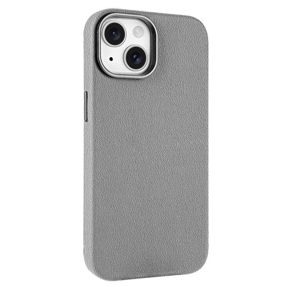iPhone Uyumlu 15 Kılıf M-safe Şarj Özellikli PU Deri Zore Adora Kapak-Koyu gri