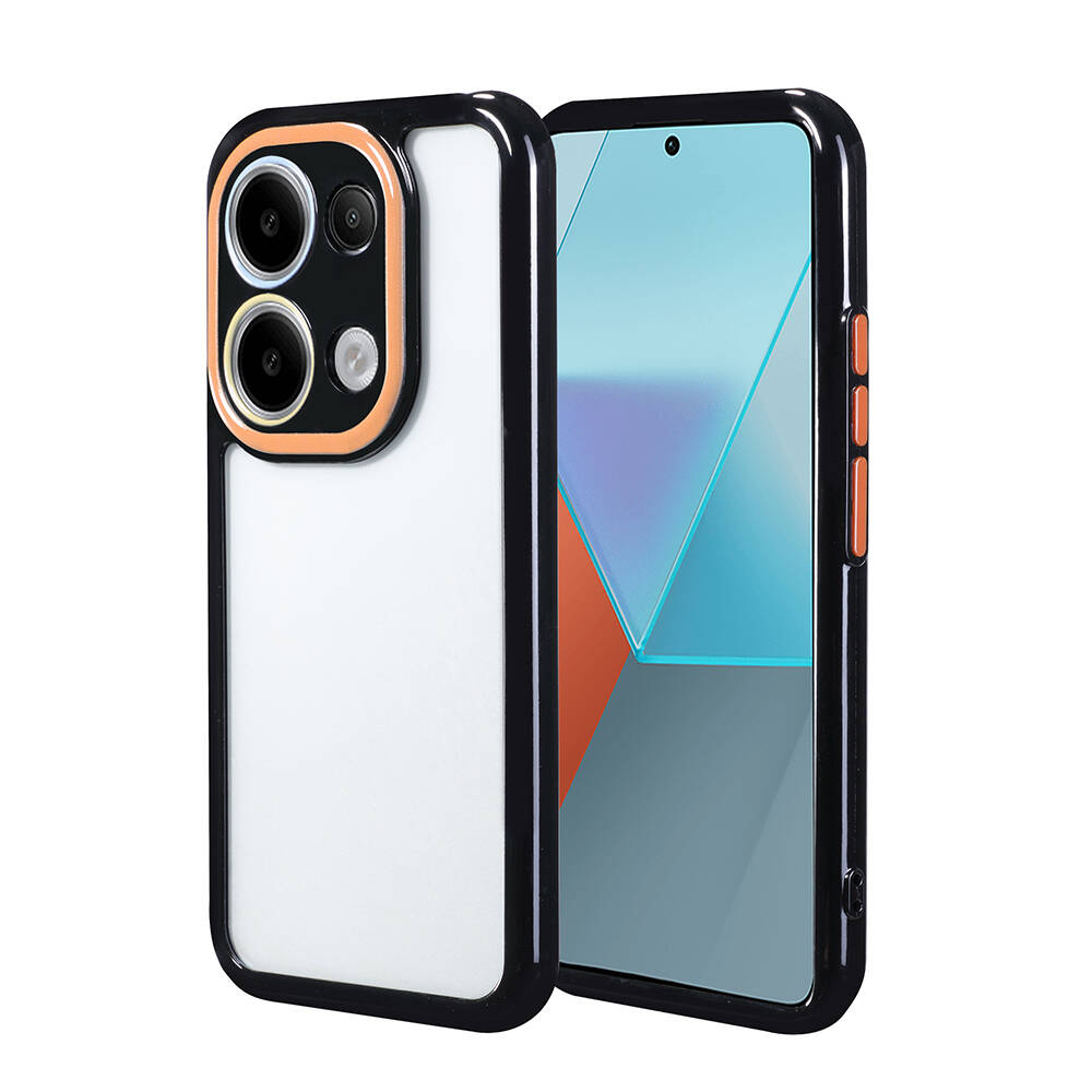 Xiaomi Uyumlu  Poco M6 Pro 4G Kılıf Kamera Korumalı Renkli Kenar ve Çerçeve Tasarımlı Zore Vitamin Kapak-Siyah