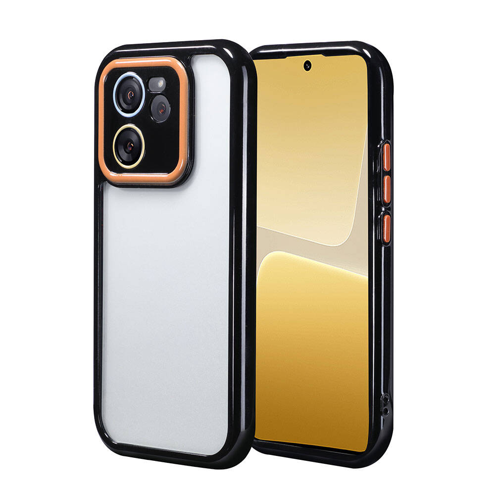Xiaomi Uyumlu  Mi 13T Kılıf Kamera Korumalı Renkli Kenar ve Çerçeve Tasarımlı Zore Vitamin Kapak-Siyah