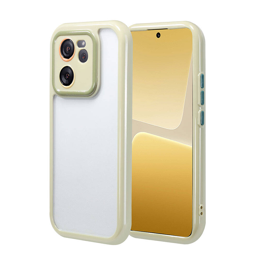 Xiaomi Uyumlu  Mi 13T Kılıf Kamera Korumalı Renkli Kenar ve Çerçeve Tasarımlı Zore Vitamin Kapak-Yeşil