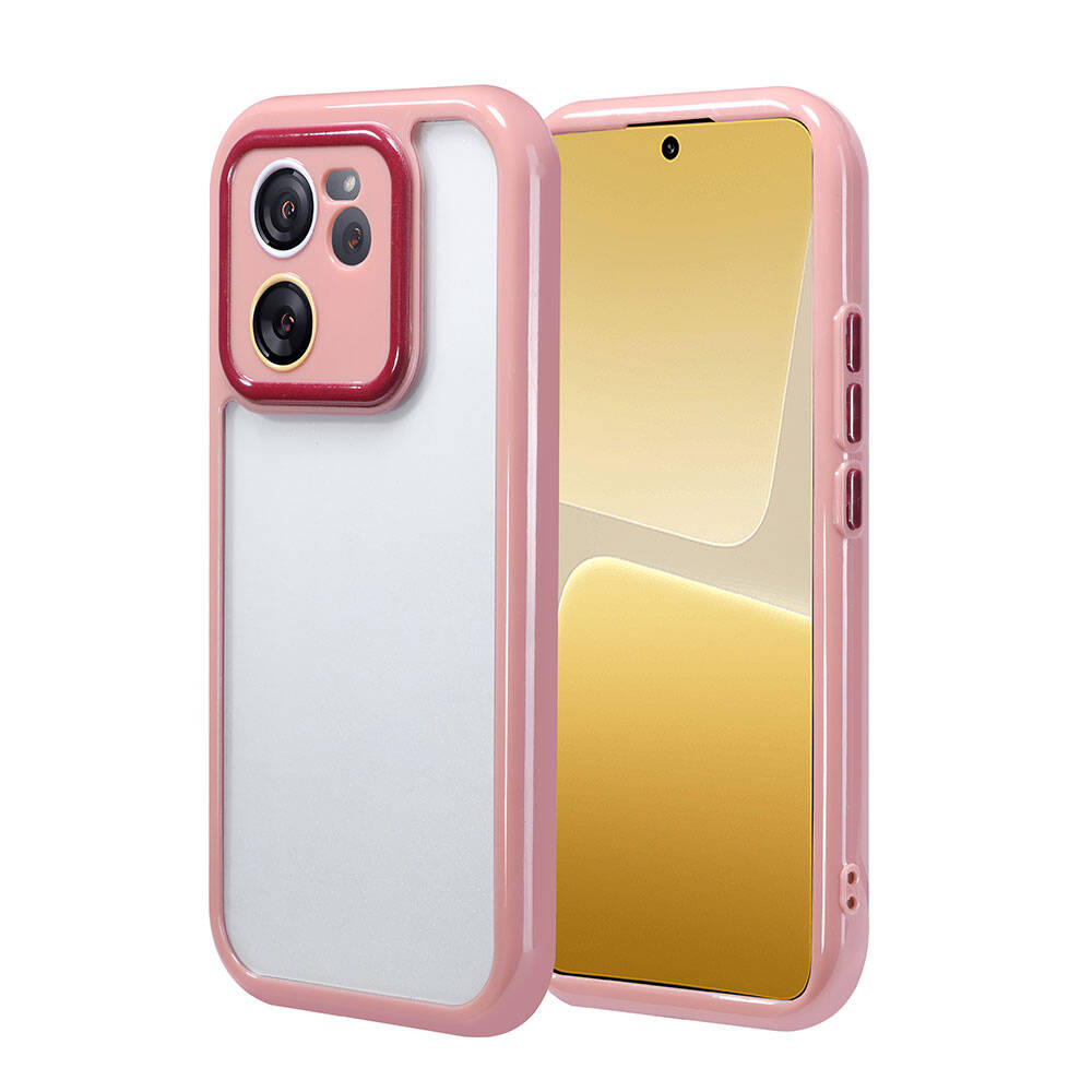 Xiaomi Uyumlu  Mi 13T Pro Kılıf Kamera Korumalı Renkli Kenar ve Çerçeve Tasarımlı Zore Vitamin Kapak-Mürdüm
